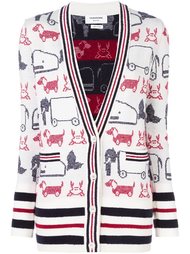 удлиненный кардиган с принтом животных Thom Browne