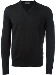 v neck fine knit jumper Drumohr