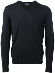 v neck fine knit jumper Drumohr