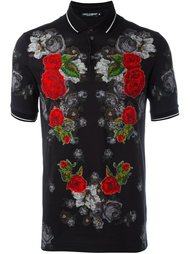 футболка-поло с цветочными заплатками Dolce &amp; Gabbana