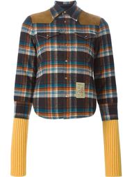 куртка в клетку с кожаными панелями Dsquared2