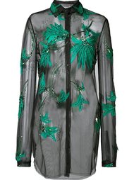 embroidered sheer blouse Monique Lhuillier