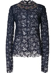 embroidered lace blouse Monique Lhuillier