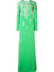 embroidered long sleeved gown Monique Lhuillier