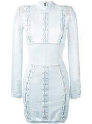 кружевное платье мини с корсетом Balmain