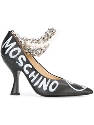 chain and pearl embellished pumps Moschino