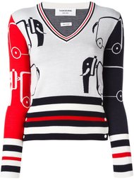 джемпер 'Elephants' с V-образным вырезом Thom Browne