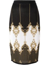 юбка-карандаш с барочным узором Balmain