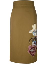 юбка-карандаш с цветочной аппликацией Valentino