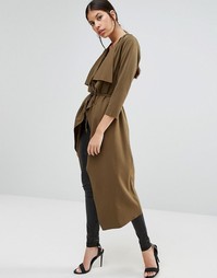 Легкое пальто с каскадной драпировкой Boohoo - Коричневый