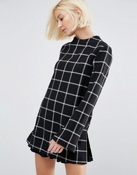 Selected Tunic Top in Check - Мульти