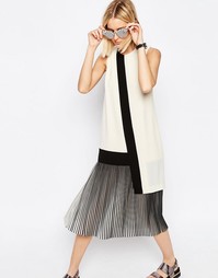 Асимметричное платье с отделкой плиссе по подолу ASOS WHITE - Мульти
