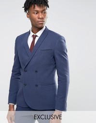 Зауженный фланелевый пиджак Noak - Темно-синий