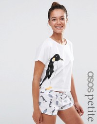 Пижама с футболкой и шортами ASOS PETITE Christmas - Мульти
