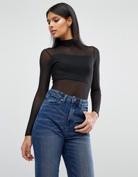 Сетчатый топ с высокой горловиной Daisy Street - Черный