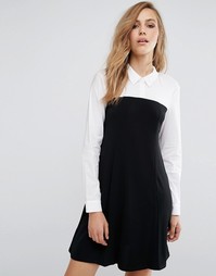 Приталенное платье 2 в 1 с рубашкой BCBG Generation - Черный