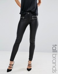 Джинсы скинни с покрытием и молниями Vero Moda Tall - Черный