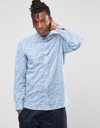 Рубашка с мелким цветочным принтом Selected - Синий