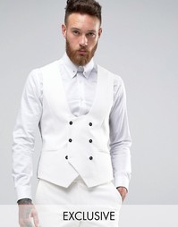 Супероблегающий двубортный эластичный жилет Noose &amp; Monkey - Белый