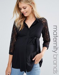 Рубашка с кружевными рукавами Mamalicious Kayla - Черный Mama.Licious