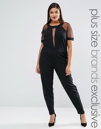 Комбинезон с короткими рукавами и сетчатыми вставками Pink Clove - Черный