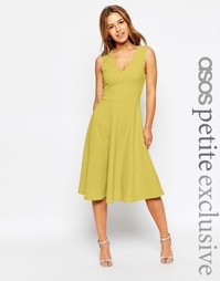 Фактурное платье миди ASOS PETITE - Зеленый