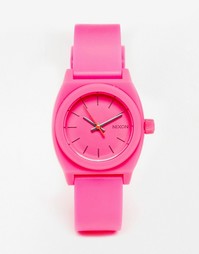 Розовые пластиковые часы Nixon Small Time Teller - Розовый