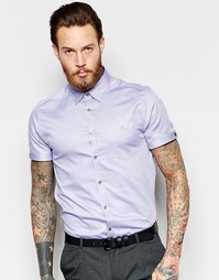 Оксфордская рубашка зауженного кроя с короткими рукавами Ted Baker - Синий