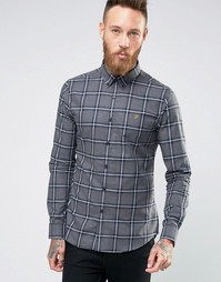 Меланжевая темно-синяя рубашка узкого кроя Farah - Темно-синий