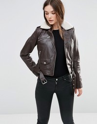 Куртка-пилот из искусственной кожи Barneys Originals - Коричневый