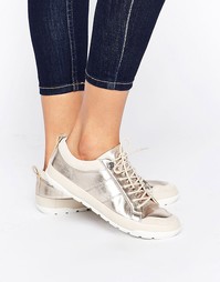 Кожаные кроссовки с оттенком металлик ALDO Bissone - Золотой