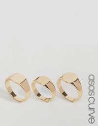 Набор из 3 колец ASOS CURVE - Золотой