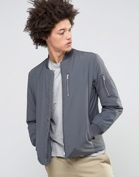 Куртка-пилот с отделкой Selected Homme Plus MA-1 - Серый