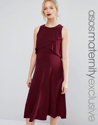 Двухслойное платье миди для беременных ASOS Maternity - Красный