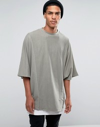 Удлиненный oversize-свитшот с изнаночными вставками ASOS - Зеленый
