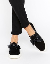 Черные кеды-слипоны с бантом Faith - Черный