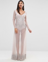 Полупрозрачное платье макси Boohoo Boutique - Серый