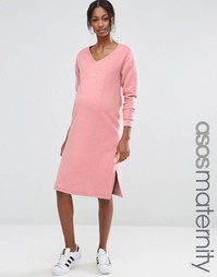 Пушистое трикотажное платье ASOS Maternity - Розовый