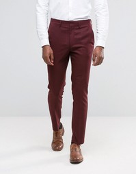 Фактурные бордовые брюки зауженного кроя ASOS - Красный