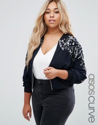 Декорированная куртка‑пилот ASOS CURVE - Темно-синий