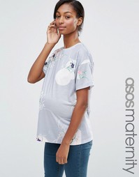 Футболка с цветочным принтом ASOS Maternity - Мульти