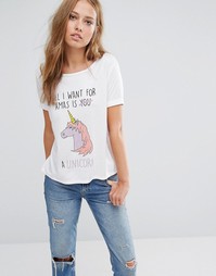 Daisy Street Christmas Unicorn T-Shirt - Белый