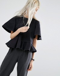 Джинсовый топ с баской ASOS WHITE - Черный