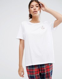 Пижамная футболка с принтом Pieces Vinnie - Белый