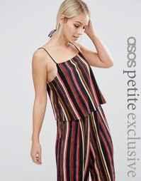 Топ в полоску со складками ASOS PETITE Co-ord - Мульти