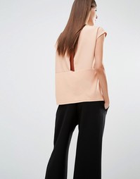 Топ с короткими рукавами и открытой спинкой с запахом Selected Irina - Розовый