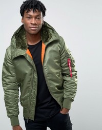 Зеленая куртка-пилот с капюшоном Alpha Industries MA-1 - Зеленый