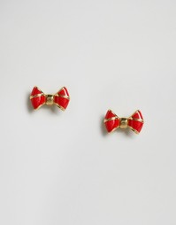 Эмалированные серьги‑гвоздики в виде бантиков Ted Baker - Золотой