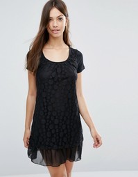 Платье с кружевной накладкой в горошек Jasmine - Черный