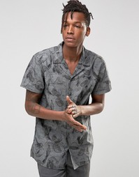 Рубашка с короткими рукавами и принтом Selected - Серый